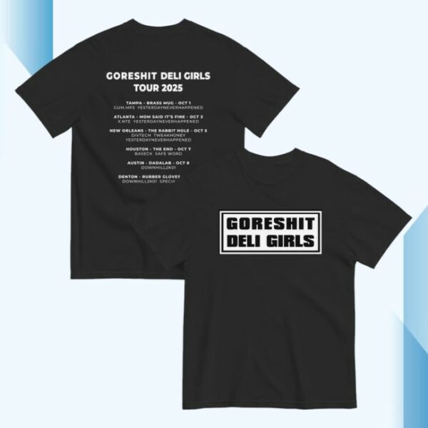 Kitty On Fire Records Store Merch Goreshit Deli Girls Tour Dates T-Shirt
