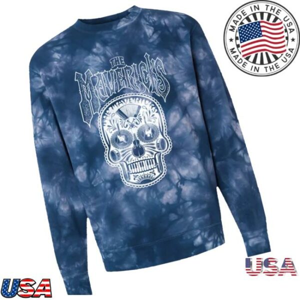 The Mavericks Merch Store Tie Dye Skull Crewneck