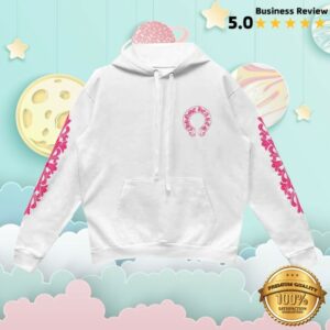 Kenshi Store Merch Chrome Hearts Pink Horseshoe Floral Sleeve Pullover Hoodie