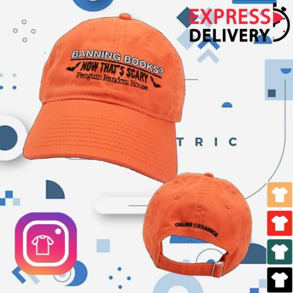 Online Ceramics Merch Penguin Random House Banning Books Now That’s Scary Orange Hat