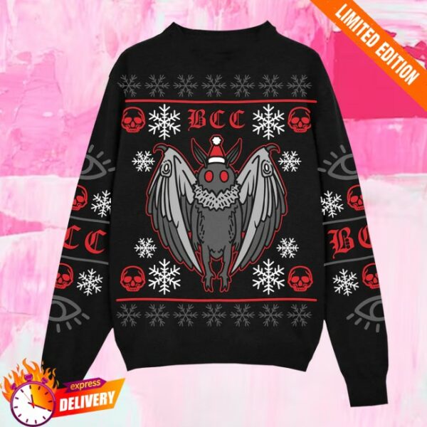 Blackcraft Cult Store Merch Spooky Mothman Holiday Sweater