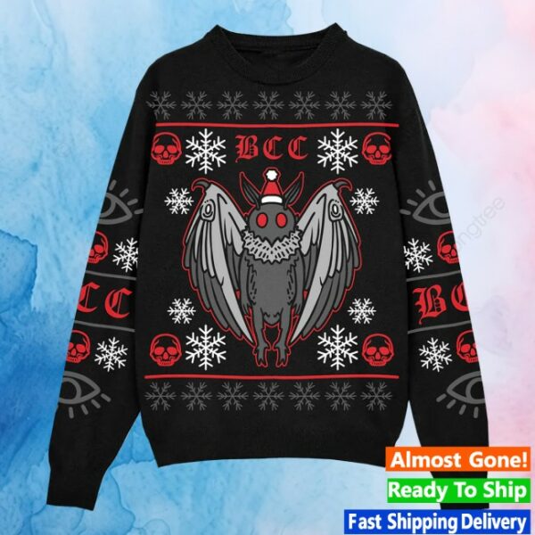Blackcraft Cult Store Merch Spooky Mothman Holiday Sweater
