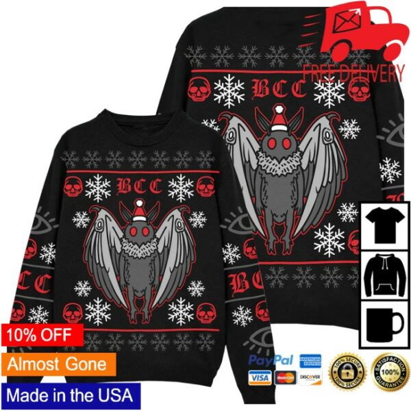 Blackcraft Cult Store Merch Spooky Mothman Holiday Sweater