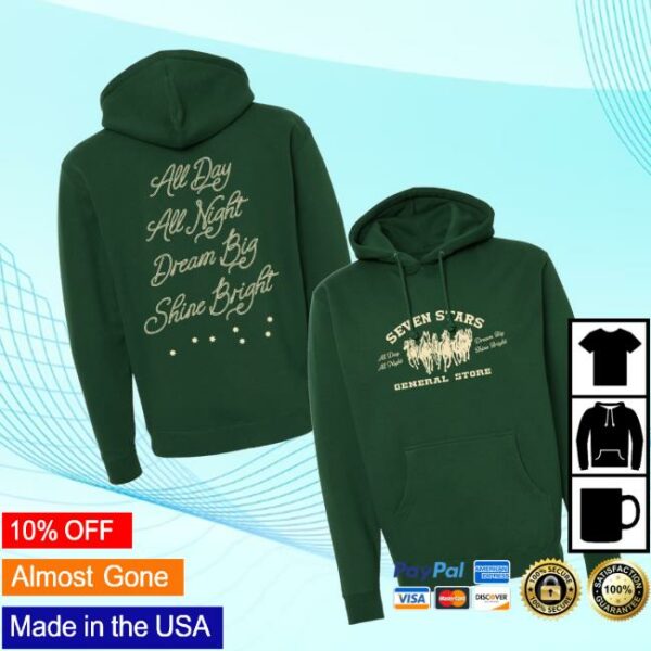 Seven Stars General Merch Store 7Sgs All Day All Night Pullover Hoodie In Dark Green