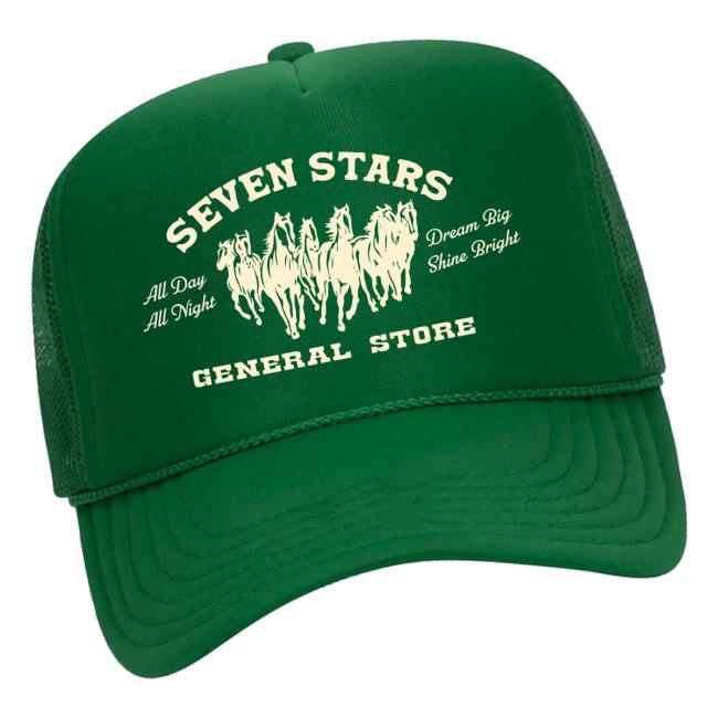 Seven Stars General Store Merch 7Sgs Printed Trucker Snapback Hat In Kelly Green Seven Stars General Store Merch 7Sgs Printed Trucker Snapback Hat In Kelly Green