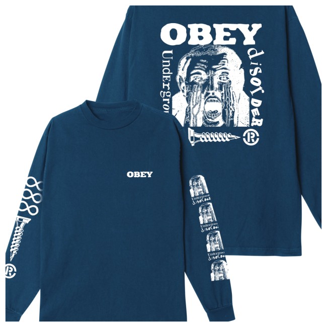 Obey Clothing Store Merch Underground Disorder Pigment Ls T-Shirt Obey Clothing Store Merch Underground Disorder Pigment Ls T-Shirt