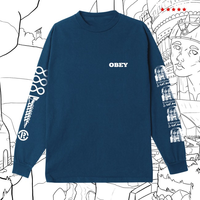 Obey Clothing Store Merch Underground Disorder Pigment Ls T-Shirt Obey Clothing Store Merch Underground Disorder Pigment Ls T-Shirt