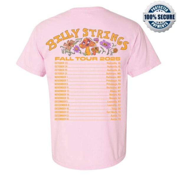Billy Strings Store Merch Mushroom With Dates Benefiting Nbcf Tee