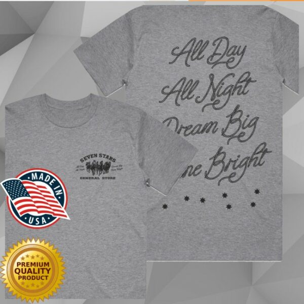 Seven Stars General Store Merch 7Sgs All Day All Night In Dark Heather Tee