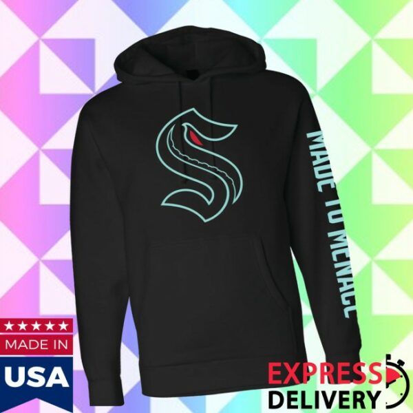 Seattle Hockey Team Store Merch Seattle Kraken Made To Menace Glow Logo Hoodie