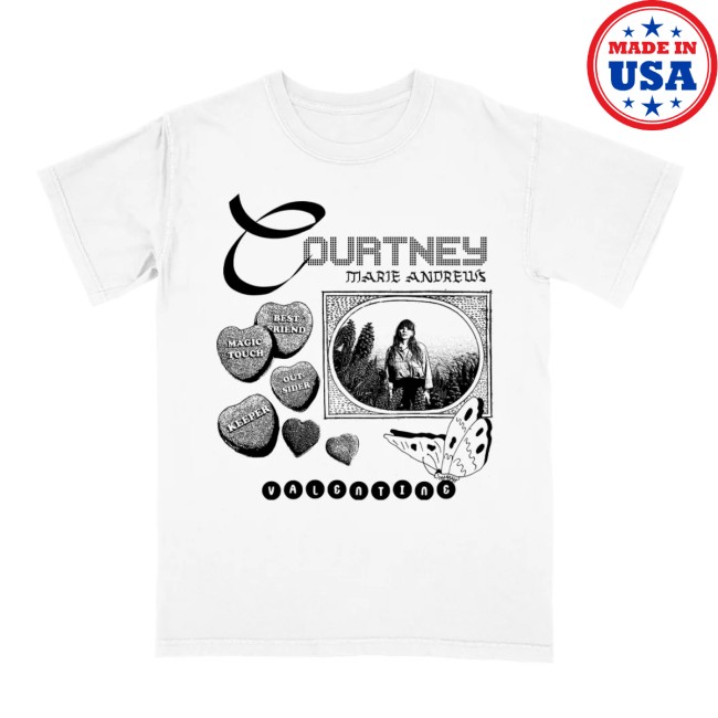 Hello Merch Store Courtney Marie Andrews Valentine White T-Shirt Hello Merch Store Courtney Marie Andrews Valentine White T-Shirt