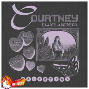 Hello Merch Store Courtney Marie Andrews Valentine Graphite T-Shirt Hello Merch Store Courtney Marie Andrews Valentine Graphite T-Shirt