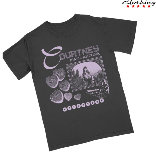 Hello Merch Store Courtney Marie Andrews Valentine Graphite T-Shirt Hello Merch Store Courtney Marie Andrews Valentine Graphite T-Shirt