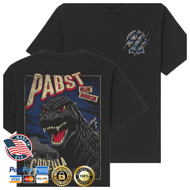 Pabst Blue Ribbon Store Merch Godzilla Clawed Ribbon Black Tee Pabst Blue Ribbon Store Merch Godzilla Clawed Ribbon Black Tee