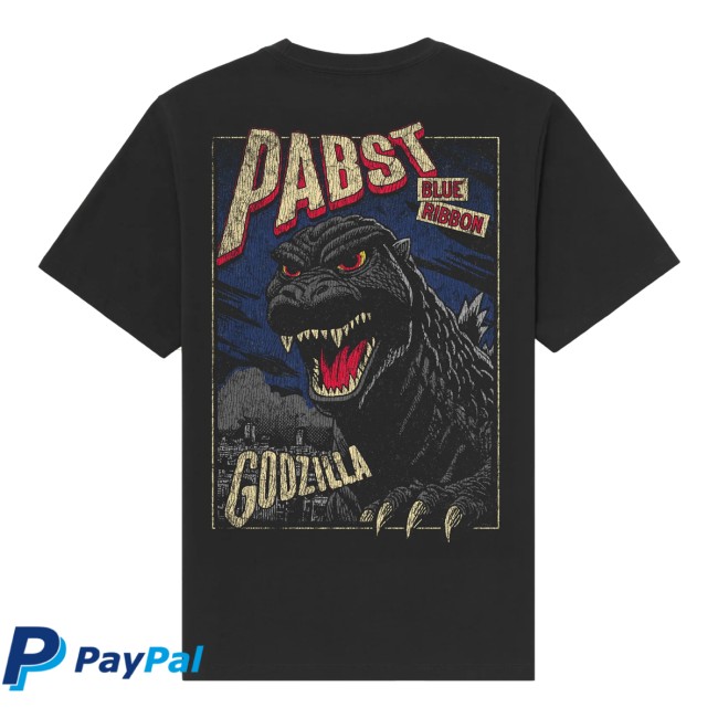 Pabst Blue Ribbon Store Merch Godzilla Clawed Ribbon Black Tee Pabst Blue Ribbon Store Merch Godzilla Clawed Ribbon Black Tee
