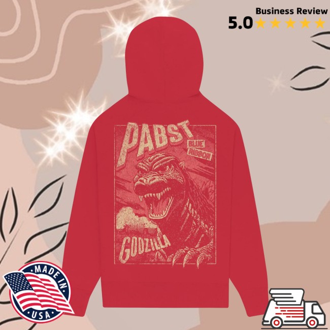 Pabst Blue Ribbon Store Merch Godzilla Clawed Ribbon Red Hoodie Pabst Blue Ribbon Store Merch Godzilla Clawed Ribbon Red Hoodie