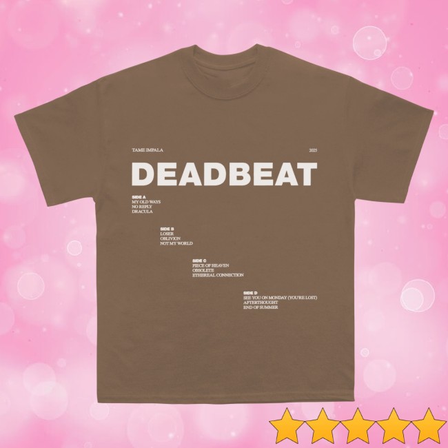 Tame Impala Store Merch Deadbeat Tracklist Tee Tame Impala Store Merch Deadbeat Tracklist Tee
