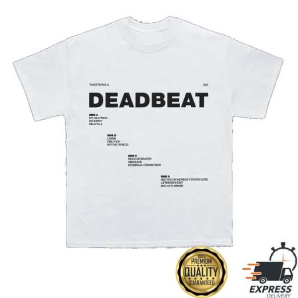Tame Impala Merch Store Deadbeat Tracklist Tee