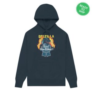 Pabst Blue Ribbon Merch Store Flamed Godzilla Navy Hoodie Pabst Blue Ribbon Merch Store Flamed Godzilla Navy Hoodie