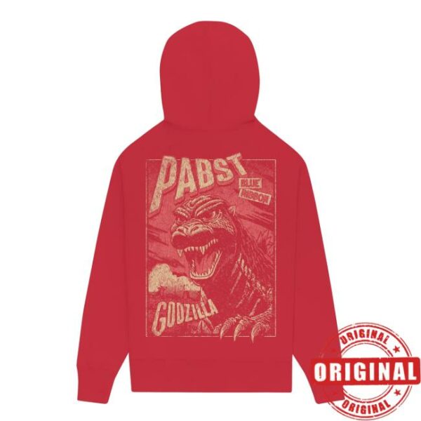 Pabst Blue Ribbon Merch Store Godzilla Clawed Ribbon Red Hoodie