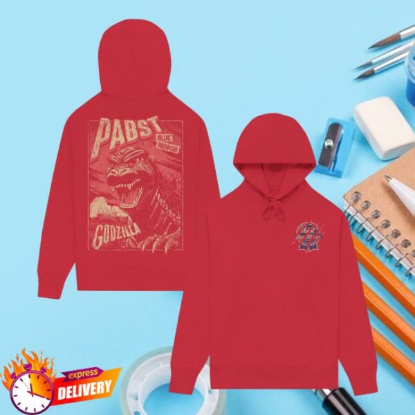 Pabst Blue Ribbon Merch Store Godzilla Clawed Ribbon Red Hoodie
