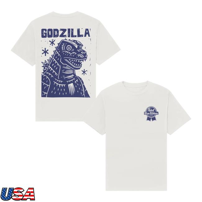 Pabst Blue Ribbon Merch Store Godzilla Portrait White Tee Pabst Blue Ribbon Merch Store Godzilla Portrait White Tee