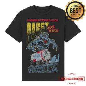 Pabst Blue Ribbon Merch Store Godzilla Runaway Pbr Train Black Tee