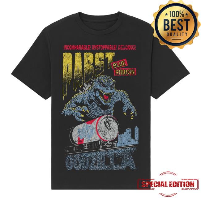 Pabst Blue Ribbon Merch Store Godzilla Runaway Pbr Train Black Tee Pabst Blue Ribbon Merch Store Godzilla Runaway Pbr Train Black Tee