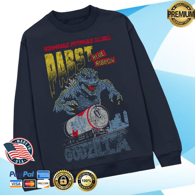 Pabst Blue Ribbon Merch Store Godzilla Runaway Pbr Train Navy Crewneck Pabst Blue Ribbon Merch Store Godzilla Runaway Pbr Train Navy Crewneck