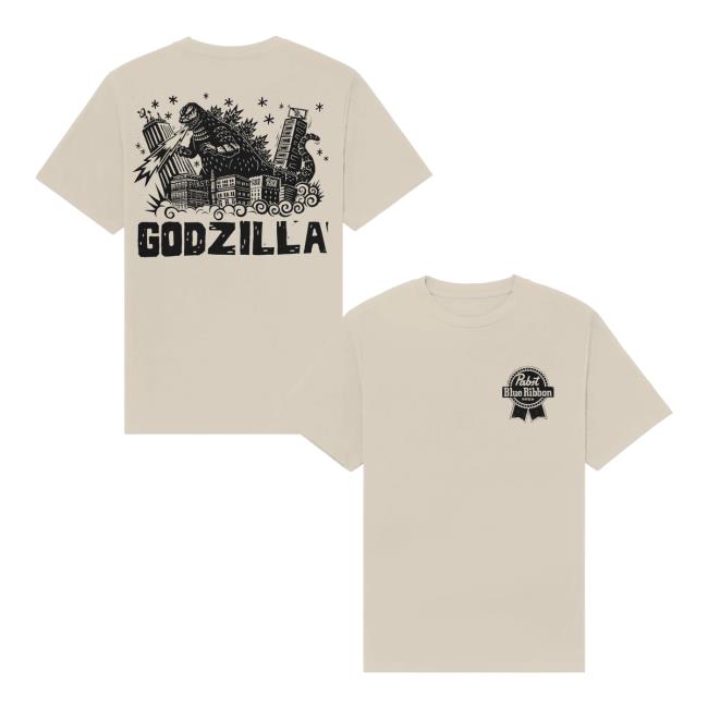 Pabst Blue Ribbon Merch Store Pbr X Godzilla X Attack Peter Natural Tee Pabst Blue Ribbon Merch Store Pbr X Godzilla X Attack Peter Natural Tee