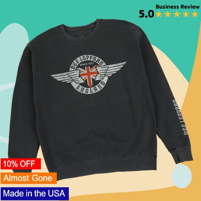 Def Leppard Merch Store Wing Flag Crewneck Sweatshirt Def Leppard Merch Store Wing Flag Crewneck Sweatshirt