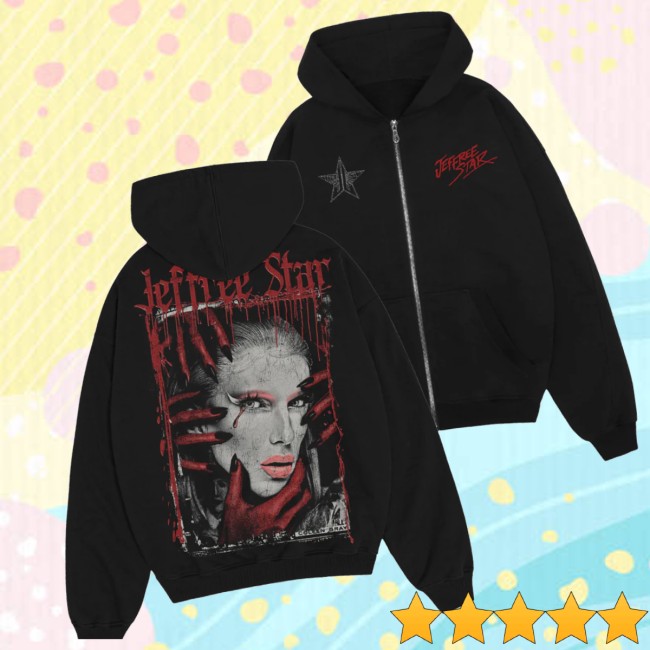 Jeffree Star Cosmetics Store Merch Spooky Jeffree Zip Up Hoodie Jeffree Star Cosmetics Store Merch Spooky Jeffree Zip Up Hoodie