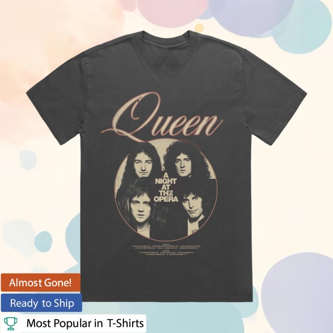 Queen Store Merch A Night At The Opera Photo Faded Black T-Shirt Queen Store Merch A Night At The Opera Photo Faded Black T-Shirt