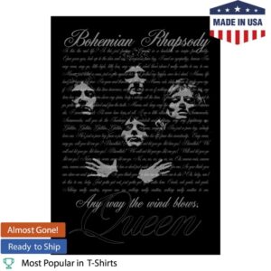 Queen Store Merch A Night At The Opera Black Lyrics T-Shirt Queen Store Merch A Night At The Opera Black Lyrics T-Shirt