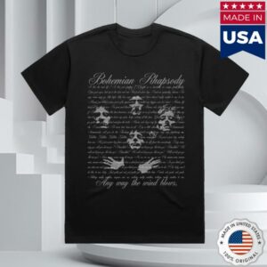 Queen Store Merch A Night At The Opera Black Lyrics T-Shirt Queen Store Merch A Night At The Opera Black Lyrics T-Shirt