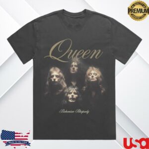 Queen Online Store Merch Bohemian Rhapsody Faded Black T-Shirt Queen Online Store Merch Bohemian Rhapsody Faded Black T-Shirt