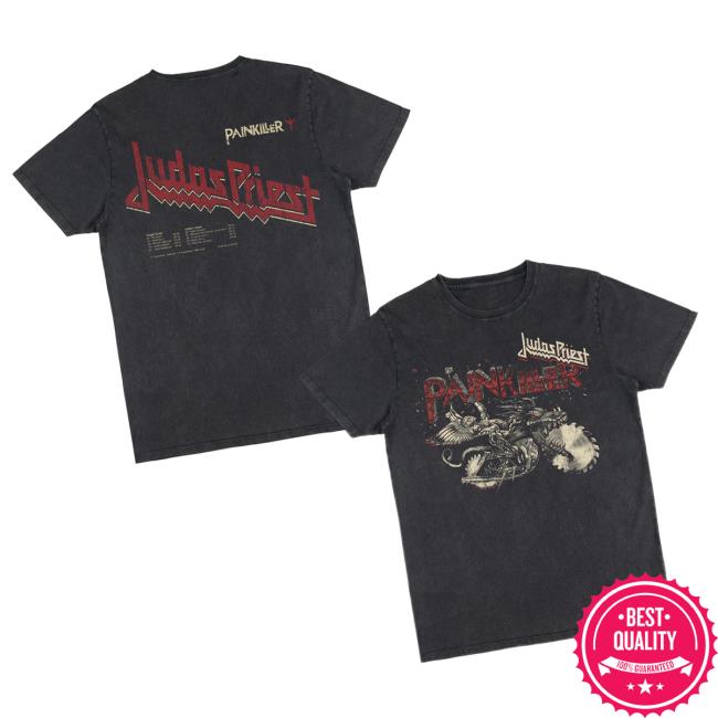 Judas Priest Merch Store Painkiller Vintage Wash Anniversary Tracklist Tee