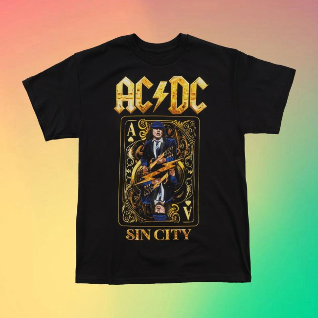 Acdc Store Merch AcDc Pwr Up Sin City T-Shirt Acdc Store Merch AcDc Pwr Up Sin City T-Shirt