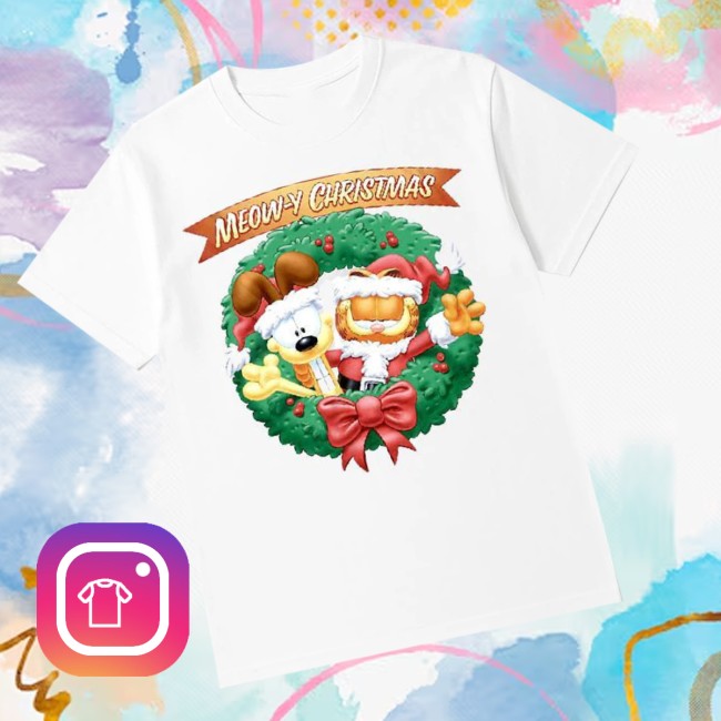 Thecozyprints Shop Merch Meow Y Christmas Garfield T-Shirt Thecozyprints Shop Merch Meow Y Christmas Garfield T-Shirt