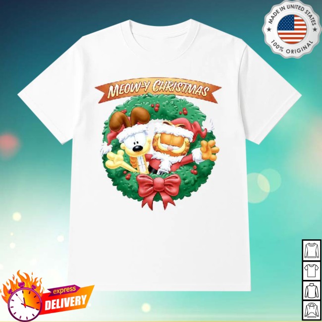 Thecozyprints Shop Merch Meow Y Christmas Garfield T-Shirt Thecozyprints Shop Merch Meow Y Christmas Garfield T-Shirt