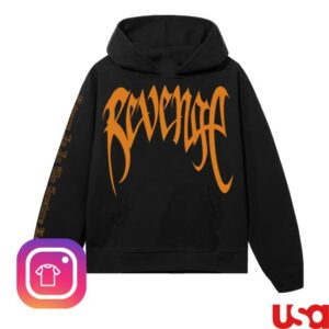 Revenge Merch Store Arch Logo Hoodie Black Dark Orange