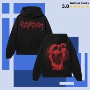 Revenge Merch Store Smoke Lightning Hoodie Black Red