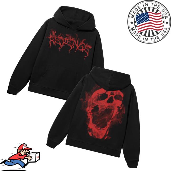 Revenge Merch Store Smoke Lightning Hoodie Black Red Revenge Merch Store Smoke Lightning Hoodie Black Red