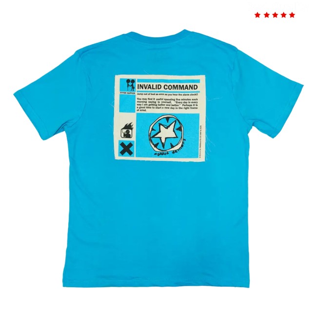 W.A.S.T.E. Store Merch Fitter Happier Cyan Blue T-Shirt W.A.S.T.E. Store Merch Fitter Happier Cyan Blue T-Shirt