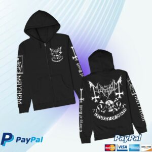 Mayhem Official Store Merch Omega Skull Zip Up Black Hoodie