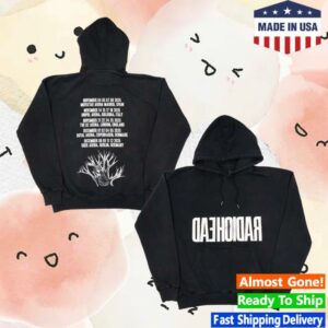 Waste Merch Store Radiohead 2025 Tour Black Hoodie