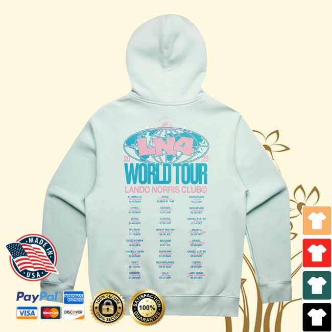 Lando Norris Store Merch World Tour Seafoam Hoodie Lando Norris Store Merch World Tour Seafoam Hoodie