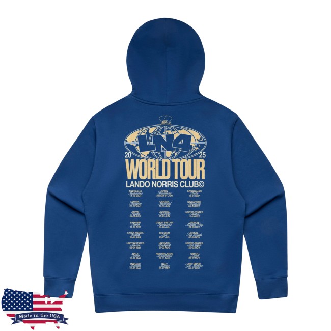 Lando Norris Store Merch World Tour Cobalt Hoodie Lando Norris Store Merch World Tour Cobalt Hoodie