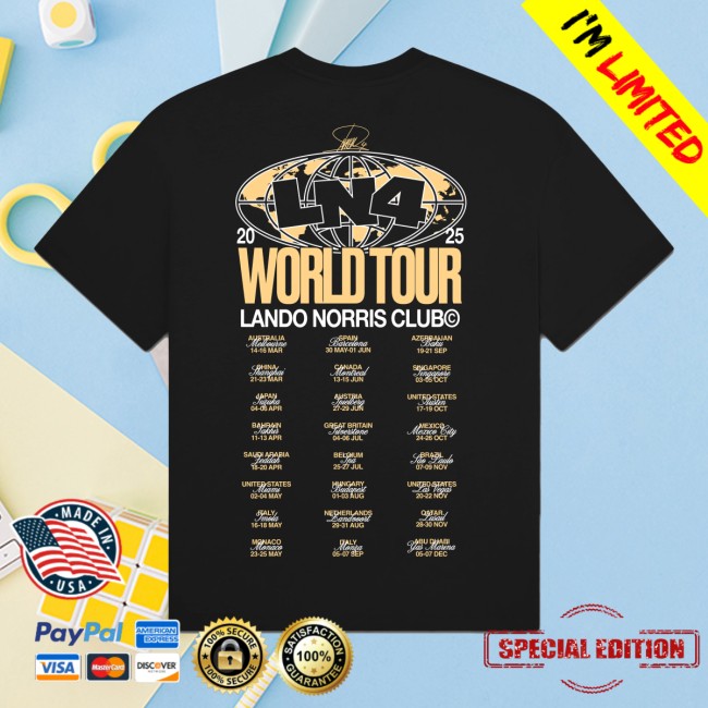 Lando Norris Store Merch World Tour Black Tee Lando Norris Store Merch World Tour Black Tee