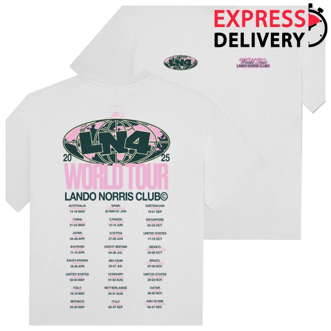 Lando Norris Store Merch World Tour White Tee Lando Norris Store Merch World Tour White Tee